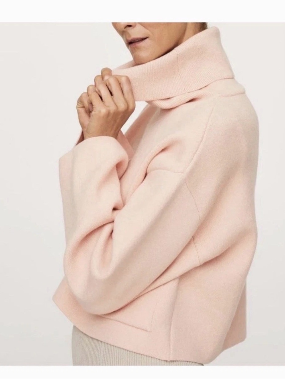 Mango Blush Pink High Cowl Neck Sweater